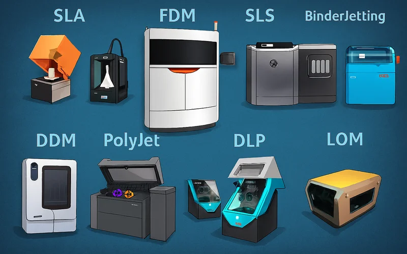 بررسی فناوریهای مختلف پرینتر سه بعدی (FDM, SLA, SLS, DLP)