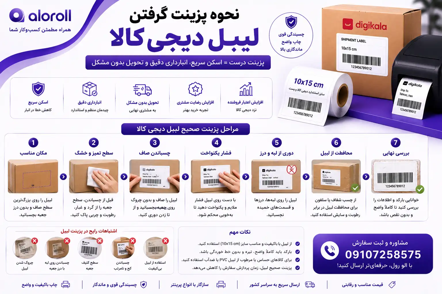 نحوه پزینت گرفتن لیبل دیجی کالا